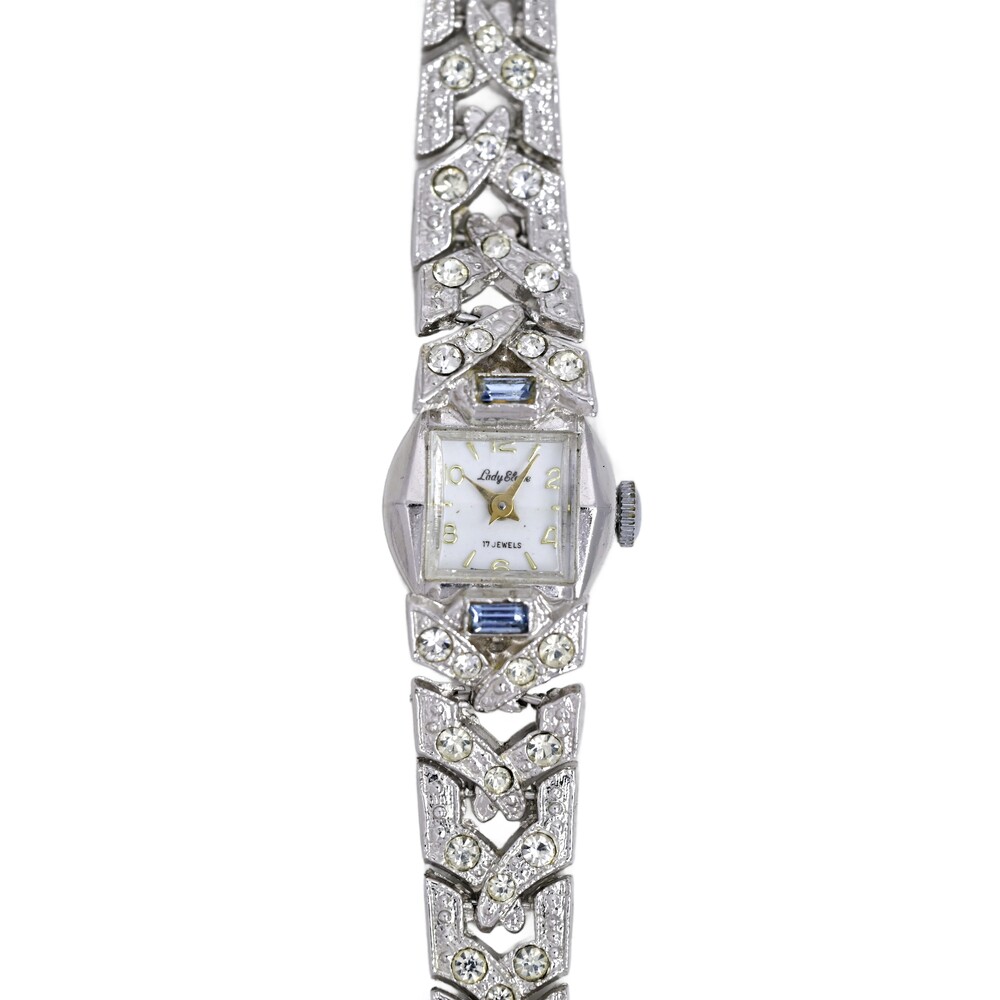 Lady Eterne Swiss Made Vintage 1990's Blue White Stone Bracelet Cocktail Watch